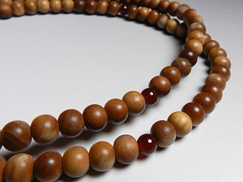Men's prayer beads, Indonesian sandalwood, agate finish