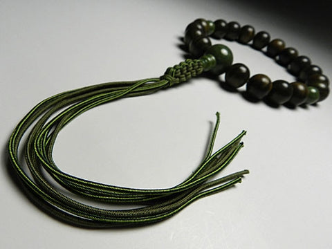 Men's Prayer Beads, Green Sandalwood, Tree of Life, Green Phoenix, 18 Beads, Dushan Jade Finish