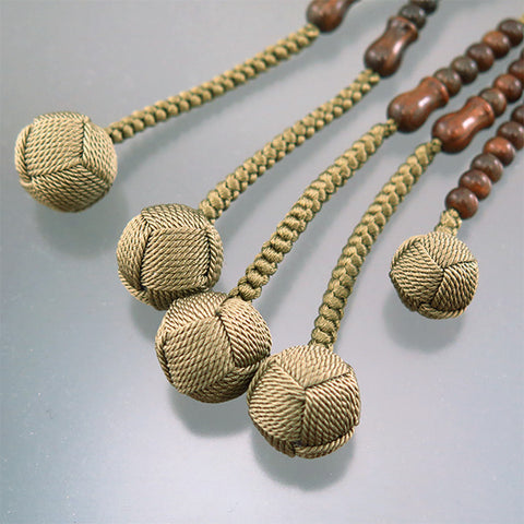 Men's Prayer Beads, Green Sandalwood, Nichiren Sect, Dushan Jade Finish