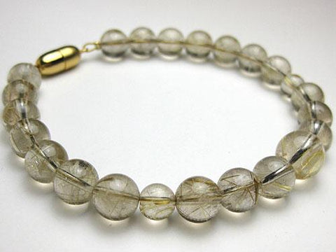 Rutile Quartz Bracelet, 7mm Round Beads, Matching Set, Limited Edition