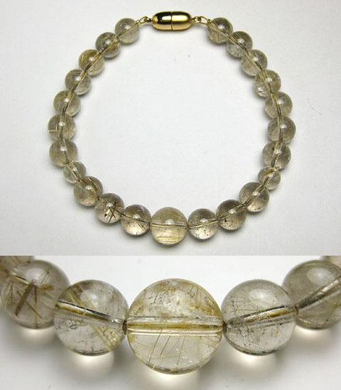 Rutile Quartz Bracelet, 7mm Round Beads, Matching Set, Limited Edition