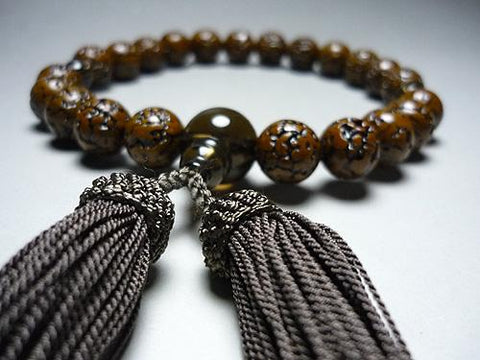Men's Prayer Beads, Vajra Bodhi Seed, 22 Beads, Smoky Quartz Finish