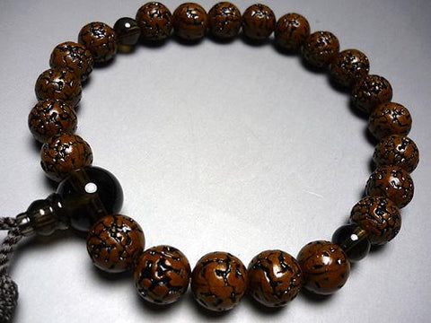 Men's Prayer Beads, Vajra Bodhi Seed, 22 Beads, Smoky Quartz Finish