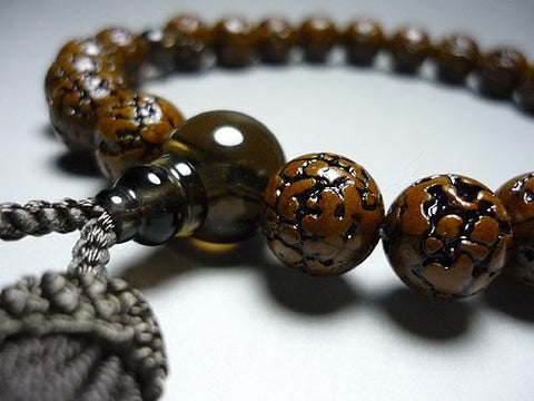 Men's prayer beads, Vajra Bodhi tree, 22 beads, brown quartz finish