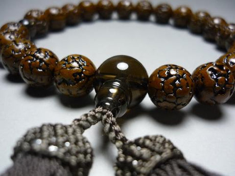 Men's prayer beads, Vajra Bodhi tree, 22 beads, brown quartz finish