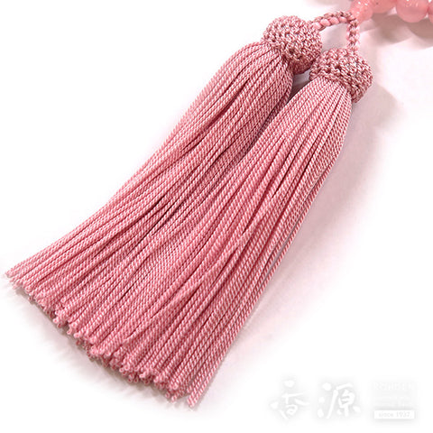Women's Rose Quartz Prayer Beads, 8mm, Ash-Pink Tassel