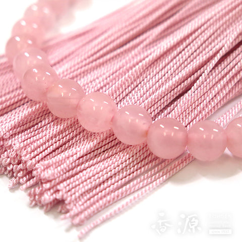 Women's Rose Quartz Prayer Beads, 8mm, Ash-Pink Tassel