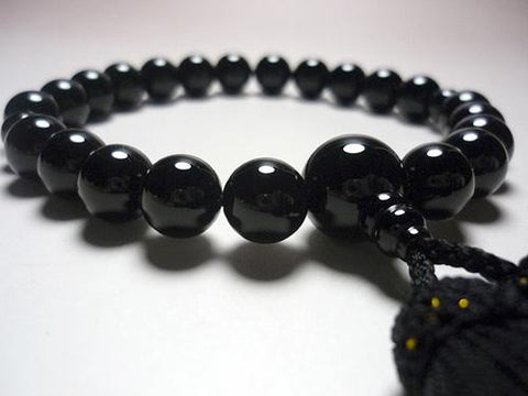 Men's prayer beads, black onyx, black tassel