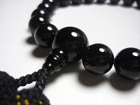 Men's prayer beads, black onyx, black tassel