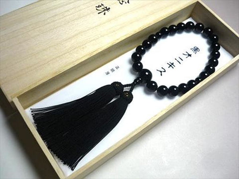 Men's prayer beads, black onyx, black tassel