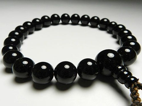 Men's prayer beads, black onyx, 22 beads