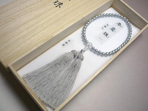 Women's Genuine Pearl Prayer Beads, Crystal Finish, Silver-White