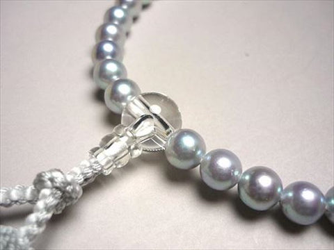 Women's Genuine Pearl Prayer Beads, Crystal Finish, Silver-White