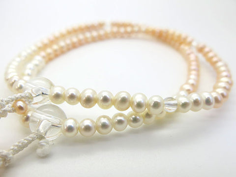 Women's Freshwater Pearl Prayer Beads, Gradation, Crystal, White Tassel