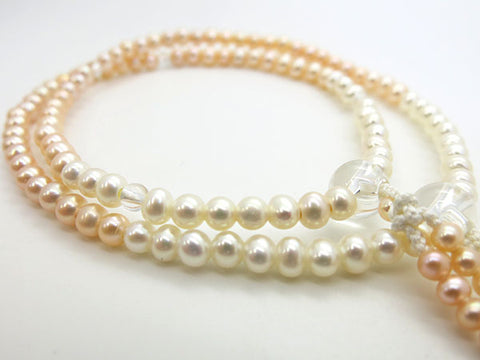Women's Freshwater Pearl Prayer Beads, Gradation, Crystal, White Tassel