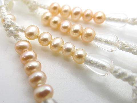 Women's Freshwater Pearl Prayer Beads, Gradation, Crystal, White Tassel