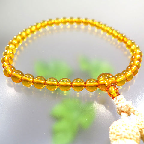 Women's Genuine Amber Prayer Beads, 7mm Bead, Cream Tassel