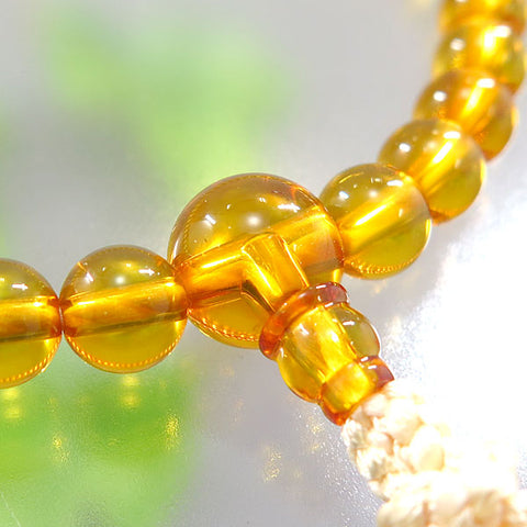 Women's Genuine Amber Prayer Beads, 7mm Bead, Cream Tassel