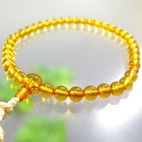 Women's Genuine Amber Prayer Beads, 7mm Bead, Cream Tassel