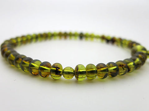 Women's Green Amber Prayer Beads, Oval Bead, Flower Tassel