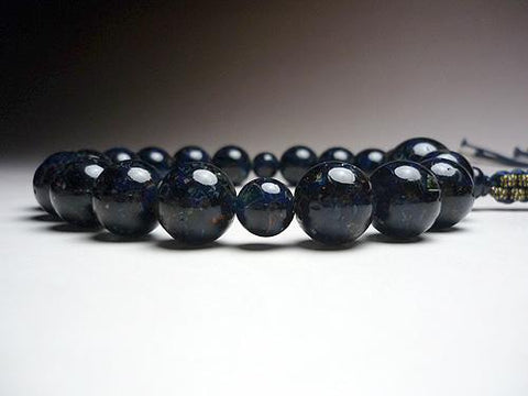 Men's prayer beads, blue tiger amber