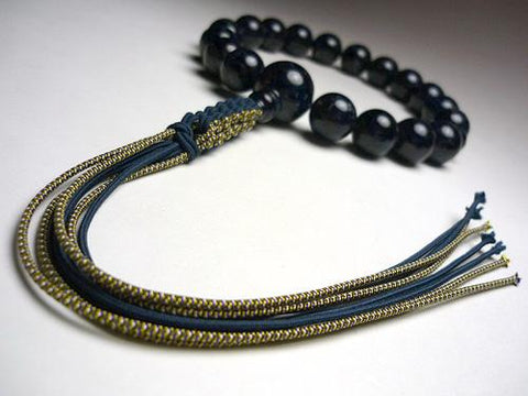 Men's prayer beads, blue tiger amber