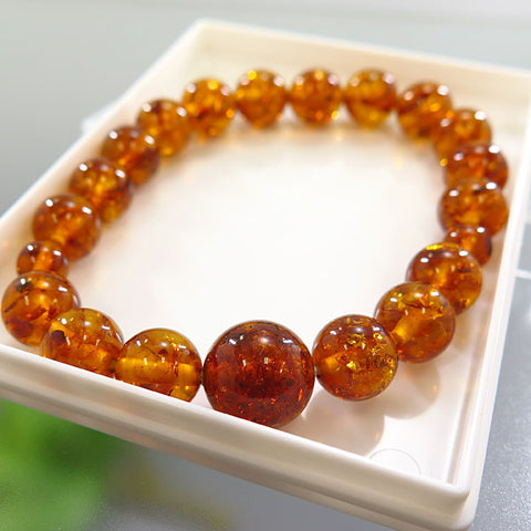 Compressed Amber bracelet 10mm, matching set, limited edition