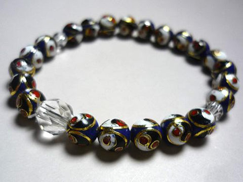 Cloisonné bracelet, crystal cut-glass combination