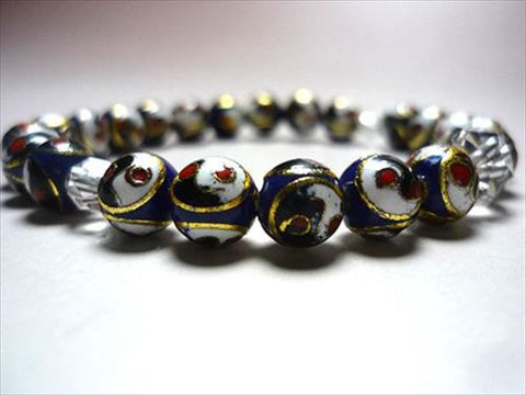 Cloisonné bracelet, crystal cut-glass combination