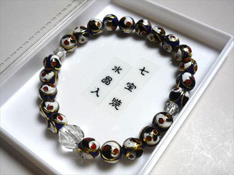 Cloisonné bracelet, crystal cut-glass combination