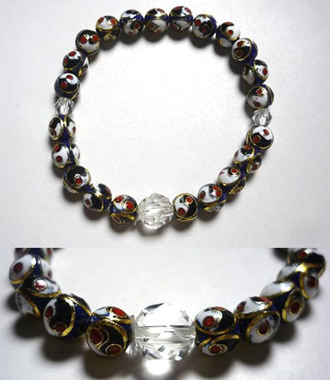Cloisonné bracelet, crystal cut-glass combination