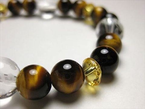 Crystal Feng Shui Four Gods carved tiger's eye bracelet, small