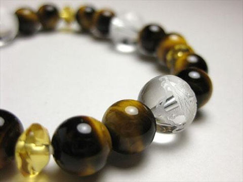 Crystal Feng Shui Four Gods carved tiger's eye bracelet, small