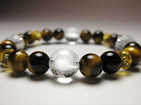 Crystal Feng Shui Four Gods carved tiger's eye bracelet, small