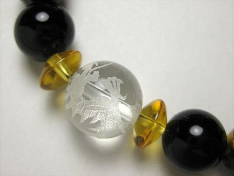 Feng shui four guardian beasts carved tiger's eye bracelet