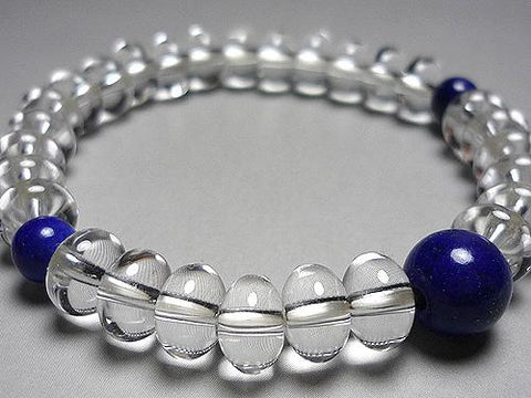 Crystal tangerine-cut bead bracelet with lapis lazuli