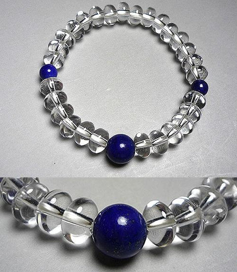 Crystal tangerine-cut bead bracelet with lapis lazuli