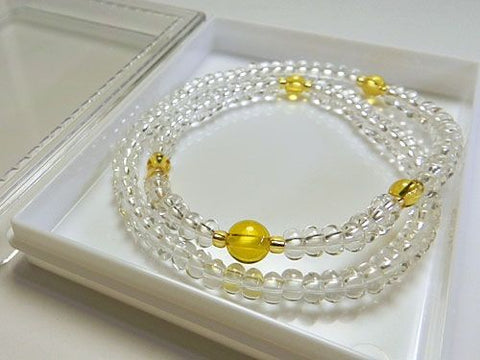Crystal and Citrine 108-Bead Double-Wrap Bracelet 6860114200490 - bead detail 2