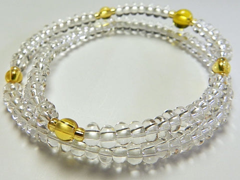 Crystal and Citrine 108-Bead Double-Wrap Bracelet 6860114200490 - worn on wrist