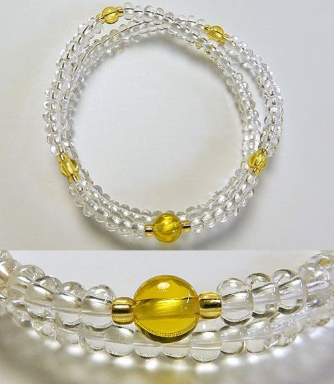 Crystal and Citrine 108-Bead Double-Wrap Bracelet 6860114200490 - full view
