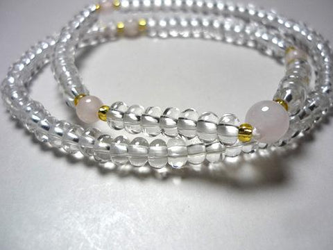 Crystal and Rose Quartz 108-Bead Double-Wrap Bracelet 6860114200500 - bead detail