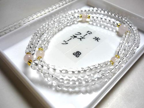 Crystal and Rose Quartz 108-Bead Double-Wrap Bracelet 6860114200500 - bead detail 2