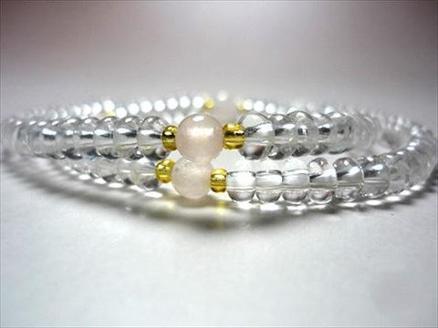 Crystal and Rose Quartz 108-Bead Double-Wrap Bracelet 6860114200500 - close-up