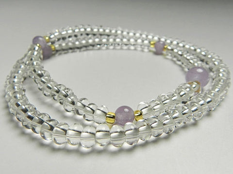 Crystal and Fujiun Stone 108-Bead Double-Wrap Bracelet 6860114200600 - worn on wrist