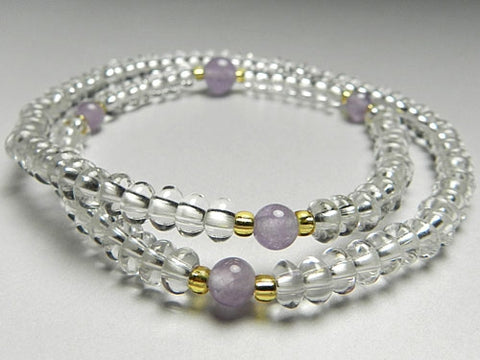 Crystal and Fujiun Stone 108-Bead Double-Wrap Bracelet 6860114200600 - double-wrap view