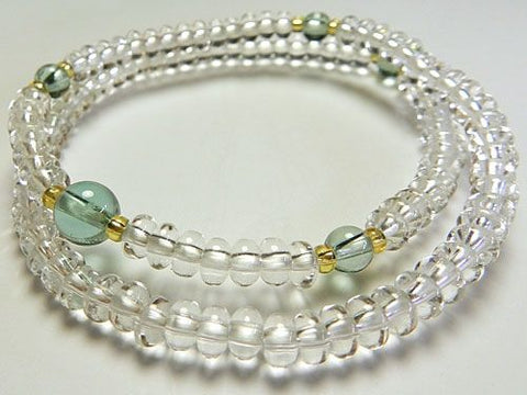 Crystal and Green Quartz 108-Bead Double-Wrap Bracelet 6860114200680 - bead detail