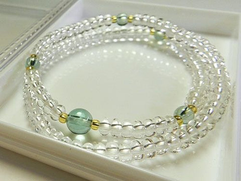 Crystal and Green Quartz 108-Bead Double-Wrap Bracelet 6860114200680 - bead detail 2