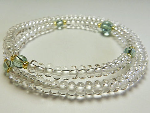 Crystal and Green Quartz 108-Bead Double-Wrap Bracelet 6860114200680 - double-wrap view
