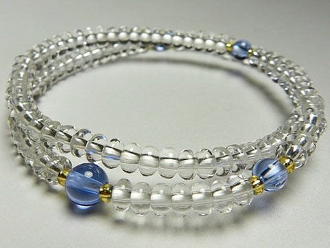 Crystal and Blue Quartz 108-Bead Double-Wrap Bracelet 6860114200690 - bead detail