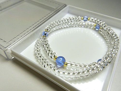 Crystal and Blue Quartz 108-Bead Double-Wrap Bracelet 6860114200690 - bead detail 2
